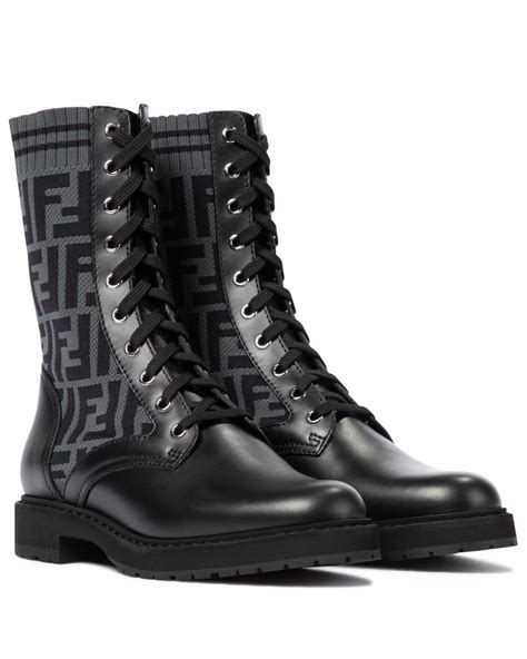 fendi combat boots black